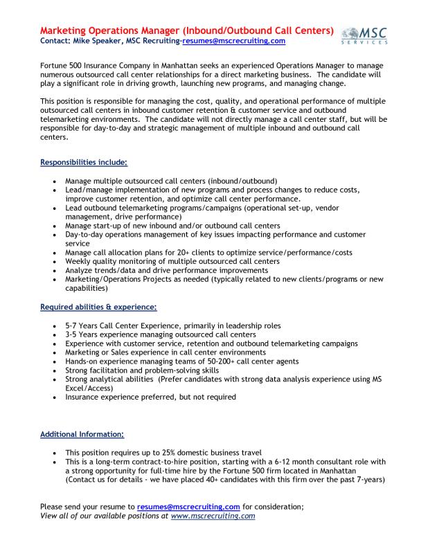 call center resume examples