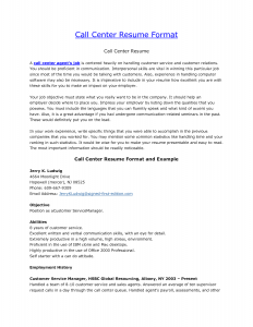 call center resume inbound call center resume format