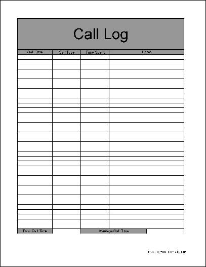 call log template