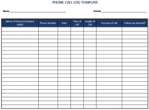call log template phone call log template for word
