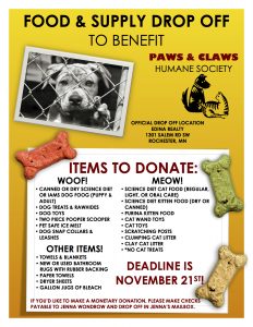 canned food drive flyer paws and claws drop off flyer copy