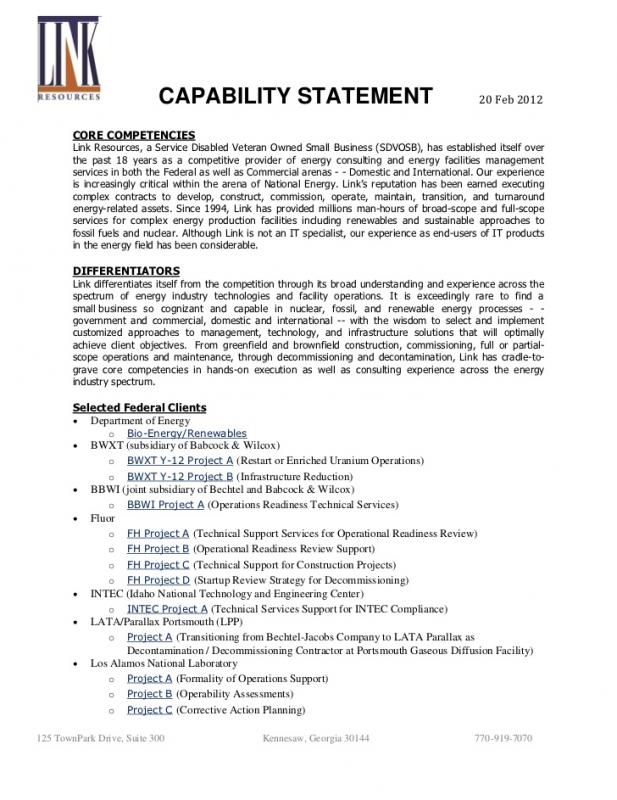 capability statement template