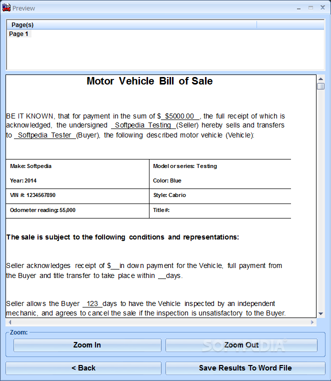 car bill of sale template word