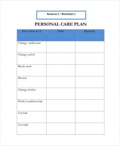 care plan template blank personal care plan template