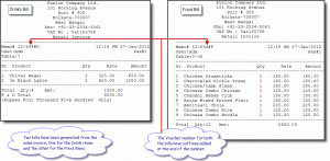 case report format separate bills for drink and food items for a single invoice