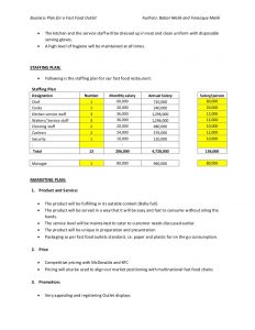 cash budget example business plan of fast food restaurant
