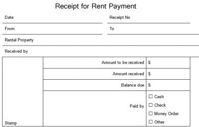 cash receipt template excel receipt for rent payment