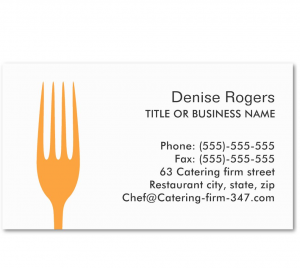 caterer business cards modern chef or catering cutlery business card back