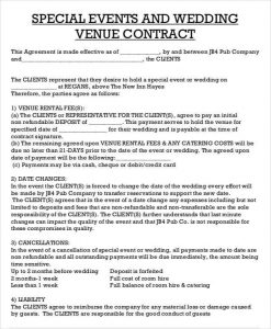 catering contract sample wedding venue contract agreement