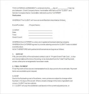 catering contract template best catering contract proposal template
