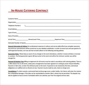 catering contract template catering contract template