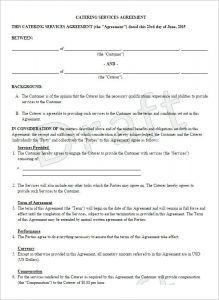 catering contract template free catering service contract template