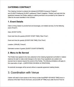 catering contract template premium catering contract template in pdf