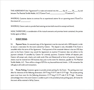 catering contracts template sample catering contract pdf template free download
