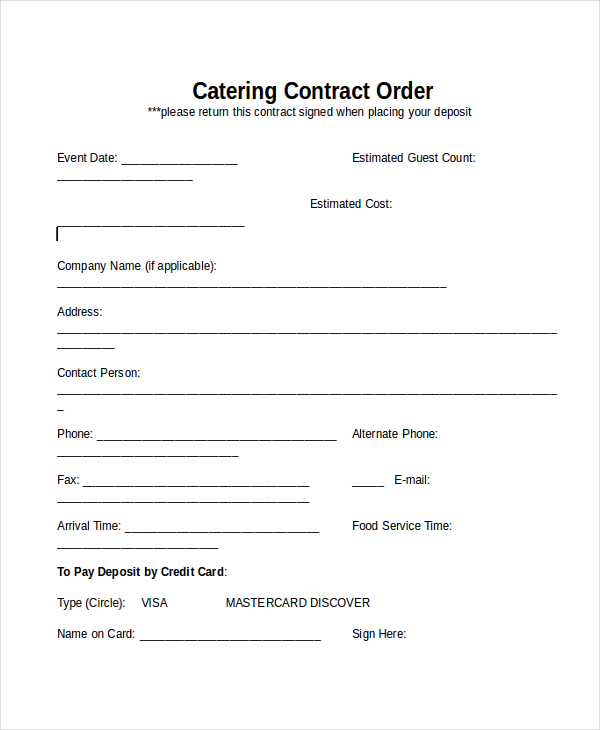 catering contracts templates