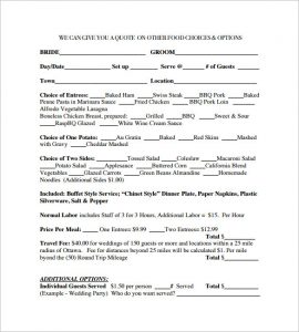 catering contracts templates free download wedding catering contract template