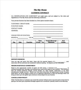 catering contracts templates standard catering contract pdf template free download
