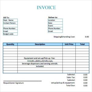 catering invoice template sample catering invoice form