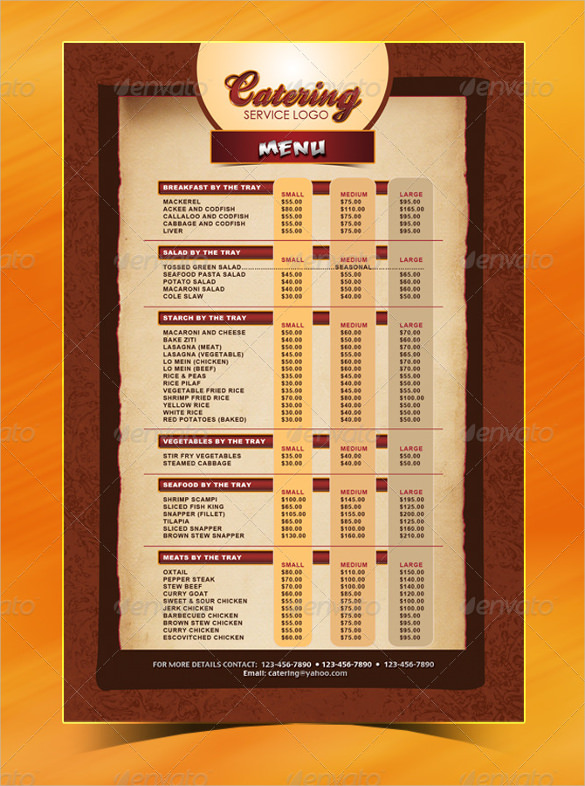 catering menu template
