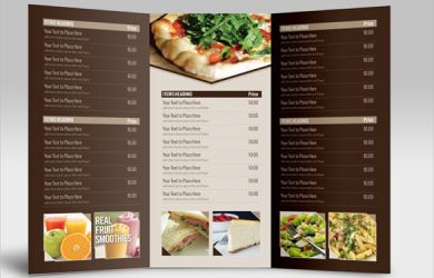 catering menu template tri fold catering menu card template sample download