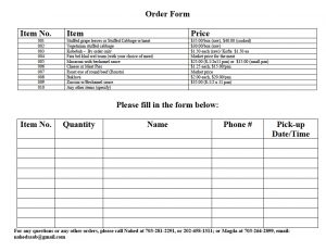 catering order form catering order form