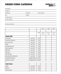 catering order form catering purchase order