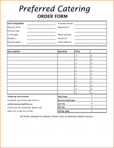 catering order form order forms template