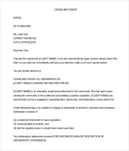 cease and desist letter template cease and desist letter defamation free word download