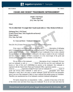 cease and desist letter trademark infringement cease and desist letter