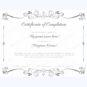 certificate of completion template word free customizable certificate of completion