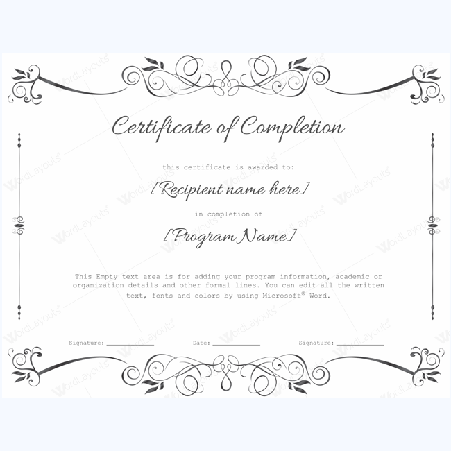 certificate of completion template word