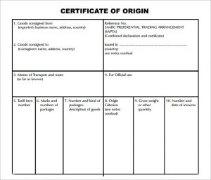 certificate of origin template origin certificate sample