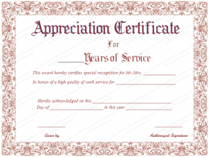 certificate of service template appreciation certificate for years of service fr