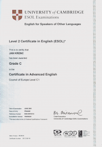 certificate of translation advanmced english certificate