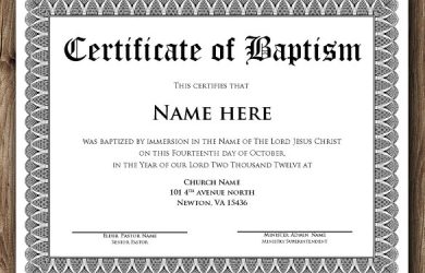 certificate template word baptism certificate word editable template