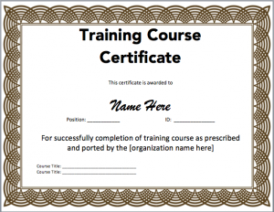certificate template word training certificate template