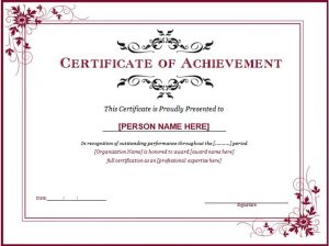 certificate template word word achievement award certificate template