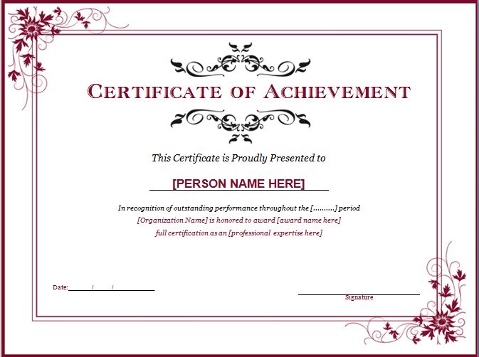 certificate template word
