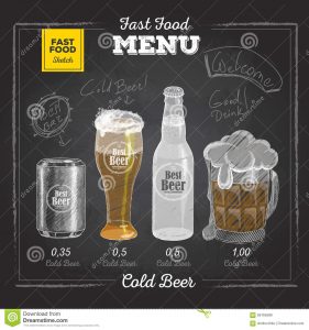 chalk board menu vintage chalk drawing fast food menu cold beer sketch