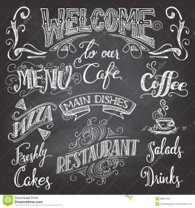 chalk lettering font cafe chalkboard hand lettering set drawn cafes restaurants background