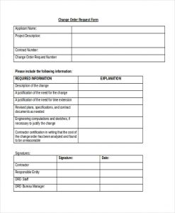 change order form change order request form
