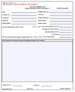 change order form construction contract change order form