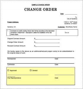 change order form template sample change order template
