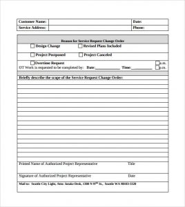 change order template service request change order template
