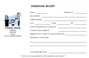 charitable donation receipt template tax deductible donation receipt template