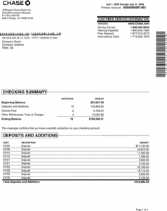 chase bank statement template sample bank statement