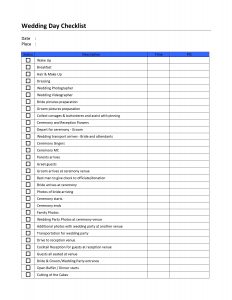 checklist template word wedding day checklist