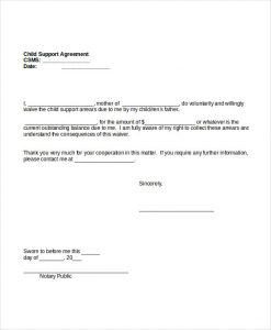 child support agreement template child support mutual agreement template