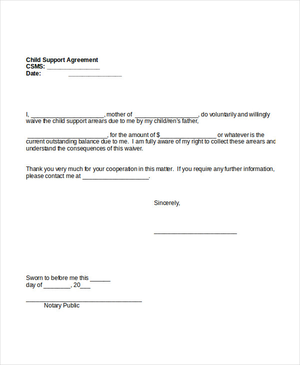 child support agreement template