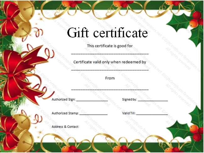 christmas gift certificate